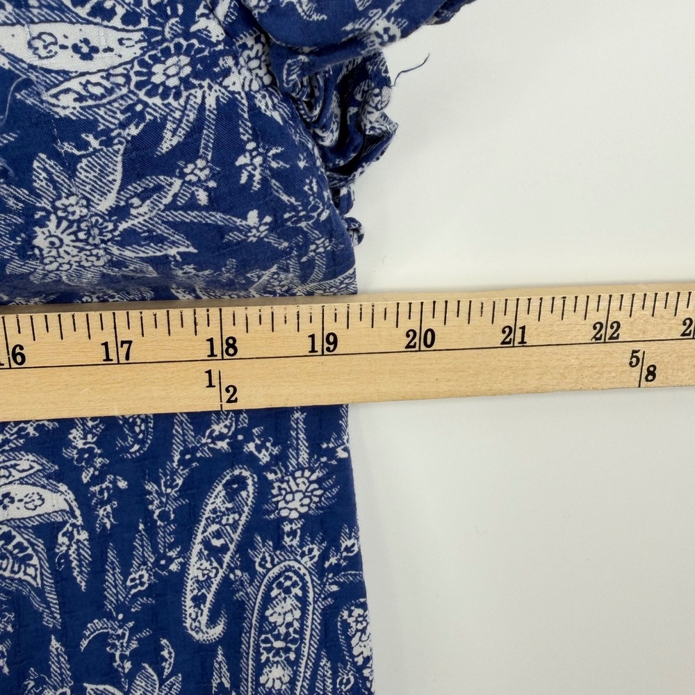 Ann Taylor Dress Womens Medium Blue Paisley Ruffle Sleeve Tiered Cotton Blend - Picture 4 of 7